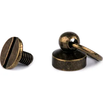 Nýt Sedlářský nýt šroubovací s kroužkem Ø8 mm, malé, 4 staromosaz