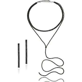 Souprava šperků Yvon Černý kravatový náhrdelník s náušnicemi GLOSSY