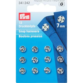 PRYM Stiskací knoflíky, 7 mm, 12 ks, stříbrné