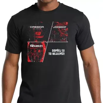 Pánské tričko MOTO tričko černé, Cassida + Q-tech + Ayrton (vel. 2XL)