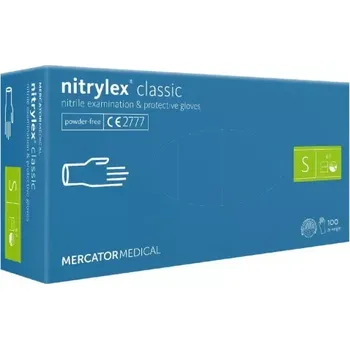 MERCATOR NITRYLEX CLASSIC bezpráškové nitrilové rukavice modré S 100 ks