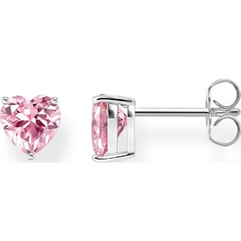 Náušnice Thomas Sabo H2306-051-9 Silver Ear Studs with pink Stone in Heart Shape 7,0 mm