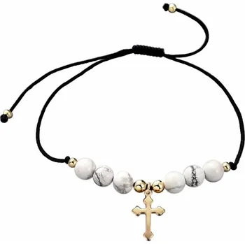 Náramek Howlit bílý Křížek stahovací náramek obvod cca 16 až 25 cm