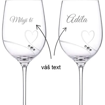Sklenice Dekorant svatby Sklenice na víno Romance s kamínky Swarovski MILUJI TĚ
