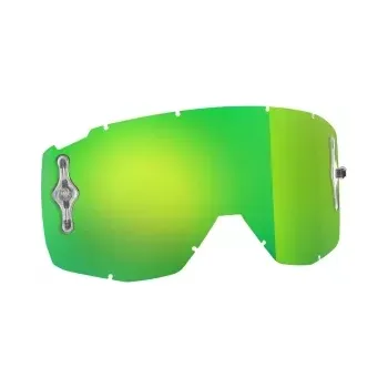 Příslušenství k helmě na motorku plexi HUSTLE/TYRANT/SPLIT MX SGL WORKS, SCOTT (zelený chrom, antifog)