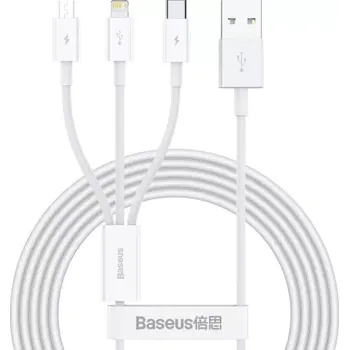 Datový kabel AMIO Kabel USB 3v1 BASEUS Superior Series 3,5A, 120 cm bílý