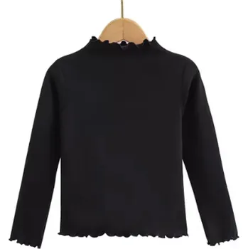 Dívčí tričko Zimní/podzimní jednobarevné dívčí tričko s dlouhým rukávem Barva: černá (EE011608), Velikost: 90