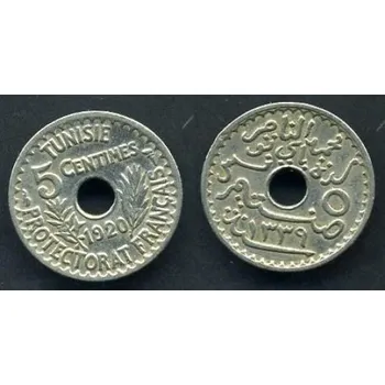 Sběratelství TUNIS. 5 centimes 1920. KM-242