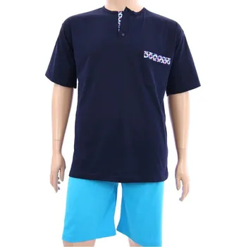 Pyžamo LUĎEK krátký rukáv tmavě modrá a tyrkys 6XL