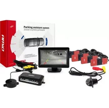 Parkovací asistent AMIO asistenty parkování TFT01 4,3" s kamerou HD-305 LED 4-senzorové černé vnitřní