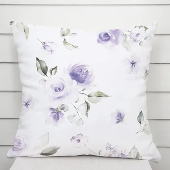 Povlak na polštářek Dekorační povlak na polštář TF-024 Fialové růže na bílém 50 x 60 cm