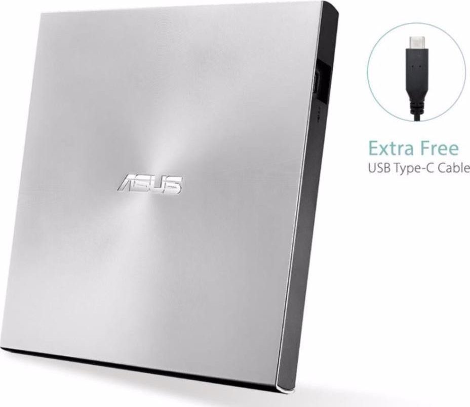 ASUS DVD ZenDrive U9M, External Slim DVD-RW, USB Type-C/Type-A, M-DISC, Silver 1589858