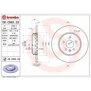 Brzdový kotouč BREMBO Brzdový kotouč 08.C983.23