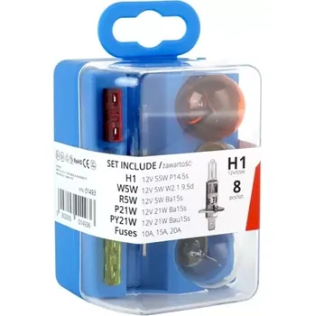 Autodoplněk AMIO sada halogenových žárovek a autopojistek 8 ks H1