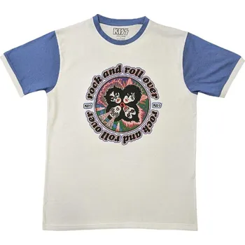 Pánské oblečení Kiss Rock and Roll Over Purple & White S Tričko
