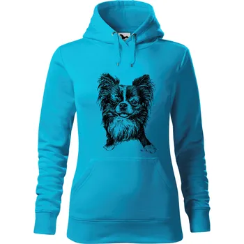 Dámská mikina Mikina - Dlouhosrstá čivava Barva: Modrá - tyrkysová (44), Velikost: M, Střih: Dámské