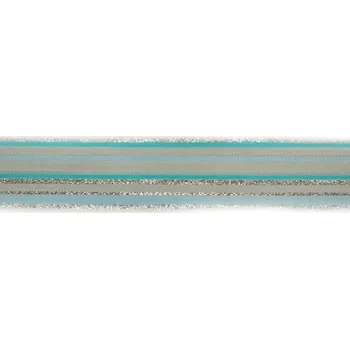 Stuha Plátnová stuha s monofilem, metaloplastem a drátem, 25 mm, tyrkysová