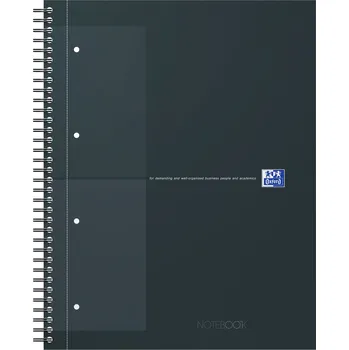 Blok spirálový Oxford International Notebook A4+, 80 listů, čtvereček, černý