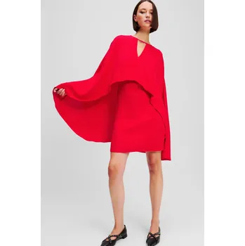 Dámské šaty ŠATY KARL LAGERFELD SHORT PARTY CAPE DRESS RACING RED