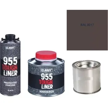Autolak HB BODY 955 RAPTOR tough liner - 2k polyuretan textura set/báze + tužidlo + barva /RAL 8017 900ml