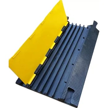 kabelová chránička Černo-žlutý gumový kabelový most s víkem - délka 90 cm, šířka 50 cm, výška 5 cm