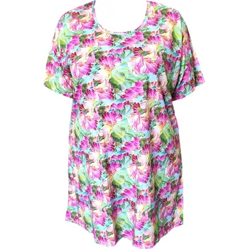 Dámské tričko Tunika bavlněná / maxitriko (kosatce pestré) - v nadměrné velikosti 3473