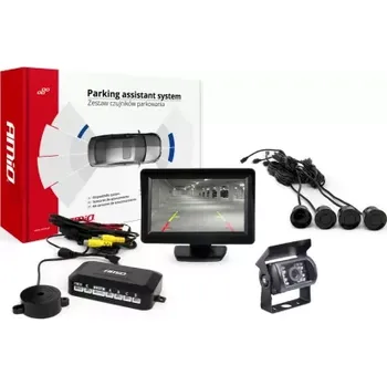 Parkovací asistent AMIO asistenty parkování TFT01 4,3” s kamerou HD-501-IR 4-senzorové, černé