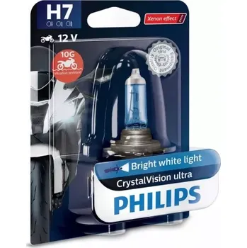Povinná bezpečnostní výbava PHILIPS CRYSTAL VISION ULTRA MOTO H7 12V 55W PX26D