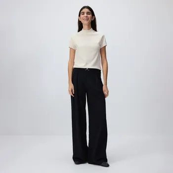 Reserved - Kalhoty s&nbsp;širokými nohavicemi a&nbsp;páskem - černý - YU033-99X - YU033-99X-XL