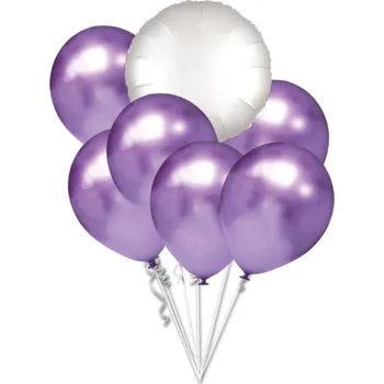 Balónek balonky.cz Chromové balónky - fialové a bílý kruh set