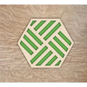 Podtácek Dřevěný podtácek exclusive šestihran - Dekor 3