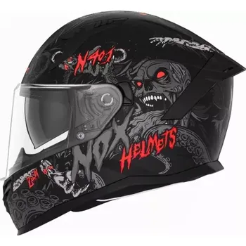 Helma na motorku BRUNOX přilba N401 ZUMBI, NOX (černá matná, červená, vel. XS)