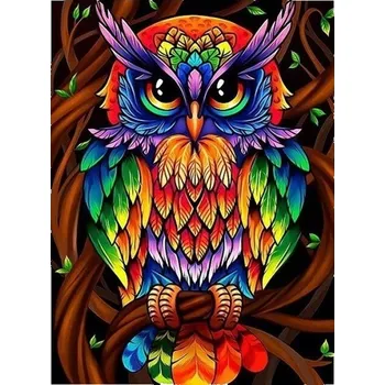 Diamantové malování HUACAN DIAMOND PAINTING - DIAMANTOVÁ MOZAIKA - SOVA 02