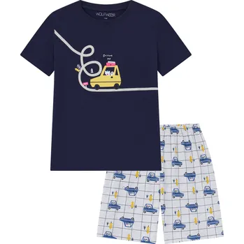 Chlapecké pyžamo Chlapecké pyžamo - Wolf S2561, tmavě modrá / šedý melír Barva: Modrá tmavě, Velikost: 134