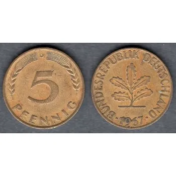 NĚMECKO. 5 Pfennig 1967/D.