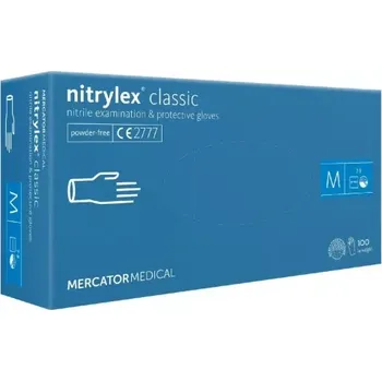 MERCATOR NITRYLEX CLASSIC bezpráškové nitrilové rukavice modré M 100 ks