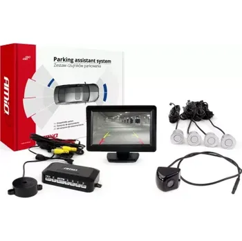 Parkovací asistent AMIO asistenty parkování TFT01 4,3 s kamerou HD-310 4-senzorové stříbrné