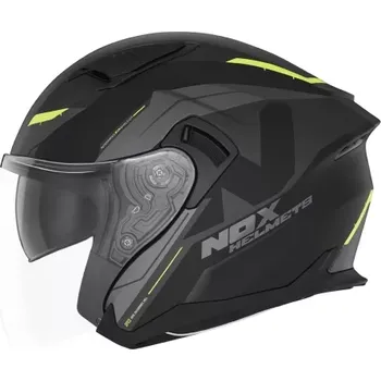 Helma na motorku BRUNOX přilba N130 KLINT, NOX (černá matná, žlutá, vel. XS)