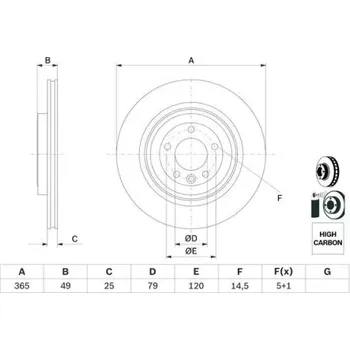 Brzdový kotouč BOSCH Brzdový kotouč větraný Ø365mm 0 986 479 F68