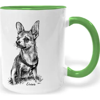 Hrnek - pes Čivava Barva: Zelená