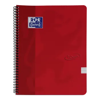 Blok spirálový Oxford Nordic Touch A4+, 70 listů, linkovaný, červený