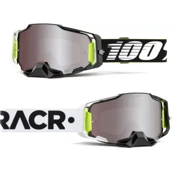 Motocyklové brýle S100 ARMEGA RACR 100% HIPER stříbrné sklo (limited edition)