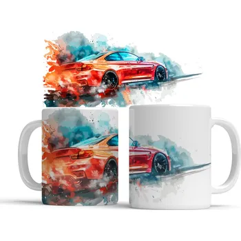 Hrnek BMW čevené auto závodní driftující - Růžová