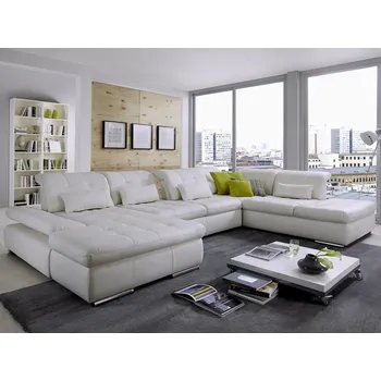 Sedací souprava Kožená rohová sedací souprava do tvaru U SANTA LUCIA Pravý roh - s rozkládáním a s úložným prostorem