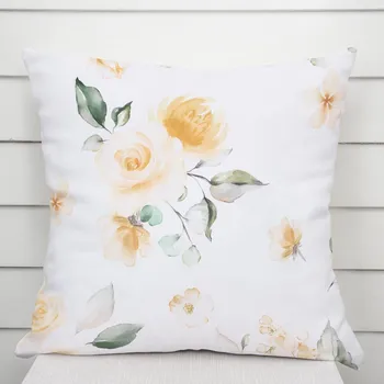 Povlak na polštářek Dekorační povlak na polštář TF-043 Žluté růže na bílém 40 x 40 cm