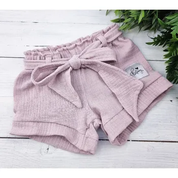 Dívčí kraťasy Kulišárny Dívčí šortky s mašlí mušelín POWDER VELIKOST: 56