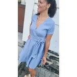 Kulišárny Mušelínové zavinovací šaty s kolovou sukní POWDER BLUE VELIKOST: 36-38