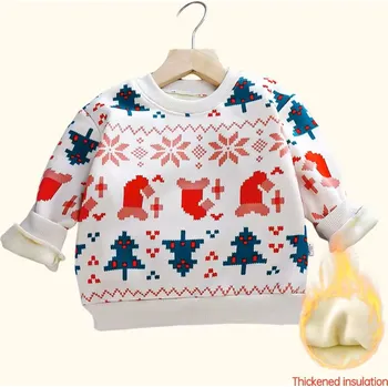 Chlapecký svetr Hřejivá dětská mikina (vel. od 12 měs. do 7 let) Barva: bílá - stromeček, Velikost: 90 (2 roky)