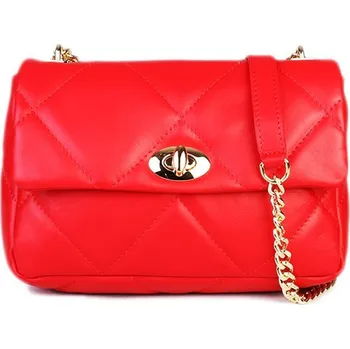 Kabelka ITALSKÉ Dámské červené kožené kabelky crossbody Luveta