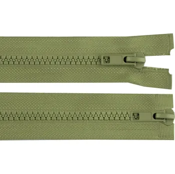 Galanterie Zip kostěný 5 mm dělitelný 2 jezdce 100 cm (bundový) - 263 zelená khaki
